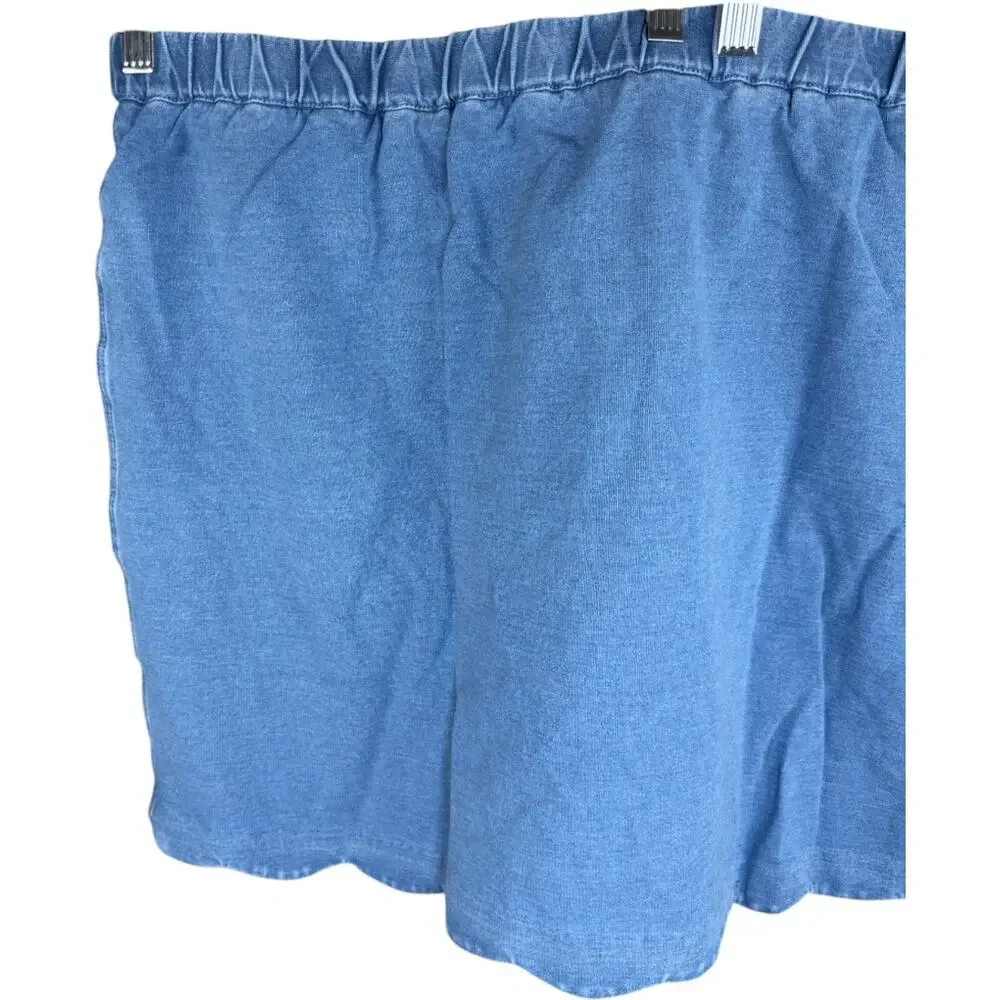Quacker Factory DreamJeannes‎ Skort 3X Short Blue Stretch Denim Heart Pocket NWT